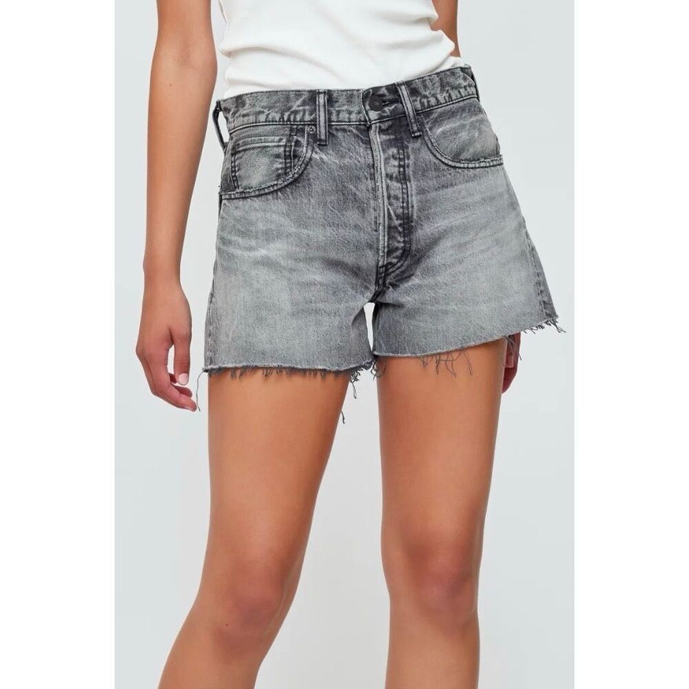 NWT Moussy Vintage Westhampton Shorts Light Black Raw Hem High Rise Festival 28